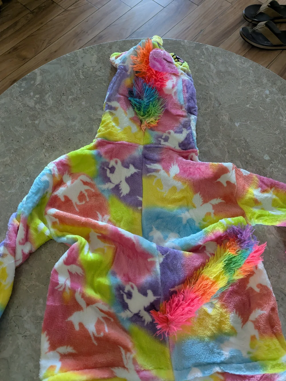 Unicorn Hooded Plush Onesie - Rainbow Plush